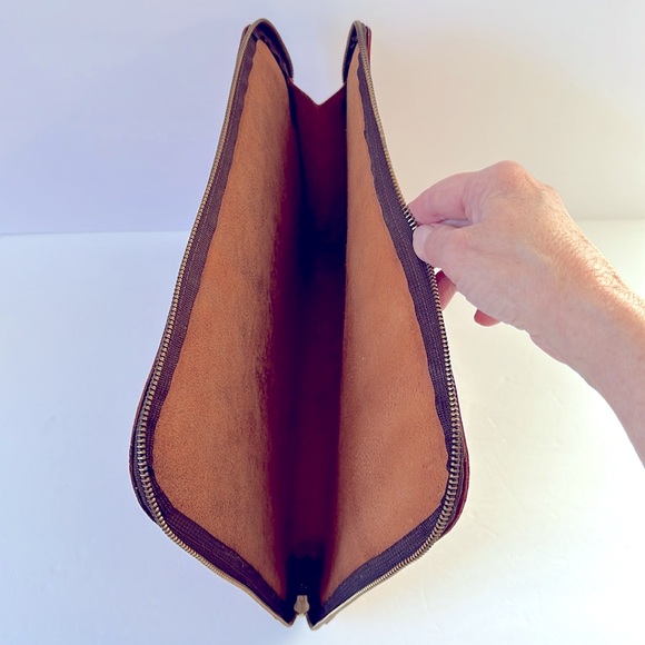 Vintage Costa Rican Hand Tooled Tan Leather Zip Around Top Portfolio 80’s - Picture 9 of 11